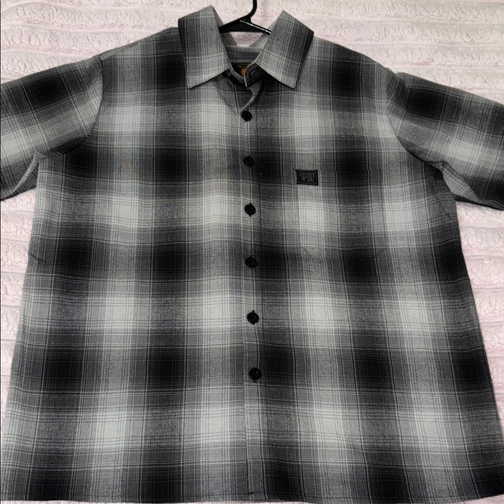 Men's Black and Gray Plaid Shirt
